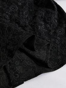 SWAVVY Men's Fashionable Jacquard Short Sleeve Shirt, Spring/Summer - Black - View 7