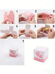 10/20pcs Pink Small Heart Design Gift Boxes With Ribbons For Wedding BabyShower Birthday Favor Boxes - Pink - View 5