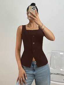 SHEIN EZwear Black Fitted Women Blazer In Fall/Winter - Brown - View 1