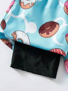 SHEIN 青少年男童休闲百搭舒适甜甜圈印花宽松拼接衬里泳裤沙滩裤 - 彩色 - 查看 3