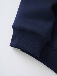 INAWLY Women's Heart Print Round Neck Long Sleeve Casual Loose Sweatshirt, Autumn/Winter - Navy Blue - View 3