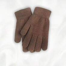 1 đôi găng tay giữ ấm mùa đông unisex màu nâu, găng tay dệt kim kín ngón cho nam nữ, găng tay giữ ấm mùa đông ngoài trời, găng tay trượt tuyết, găng tay đạp xe. - màu nâu - Xem 7