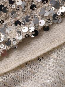 DAZY High Neck Cinched Waist Sequin Embellished Midi Dress For Women Sparkly Dress Sundress - Silver - View 7