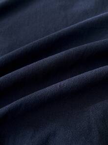 Rusticease Große Größen Lässig einfarbiges Kleid mit Rüschenärmeln - marineblau - Übersicht 7