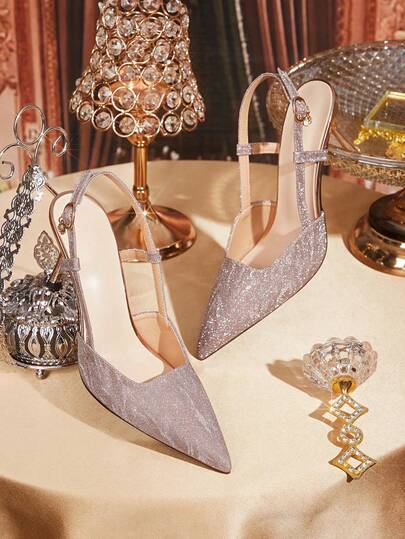 CUCCOO TILAWA Zapatos de tacón alto con punta fina y escote bajo, estilo hada. Sandalias de tacón de aguja con punta fina y tira trasera, elegantes y francesas