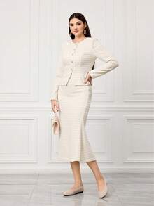 Sleekvia Giày bệt nữ mũi vuông thoải mái, kiểu dáng thường ngày - Màu be - Xem 6