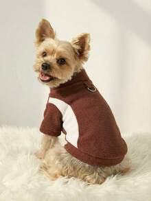 PETSIN 1 pieza Ropa para mascotas con forro térmico grueso, resistente al viento, transpirable, antiestática, antipilling, elástica, fácil de usar y limpiar, diseño clásico de unicolor, capa base de sudadera para perros y gatos, adecuada para reuniones familiares navideñas, paseos diarios, descanso en interiores en otoño e invierno, accesorios esenciales para mascotas, ropa exterior acogedora para mascotas, ropa para mascotas pequeñas y medianas - Marrón - Ver 2