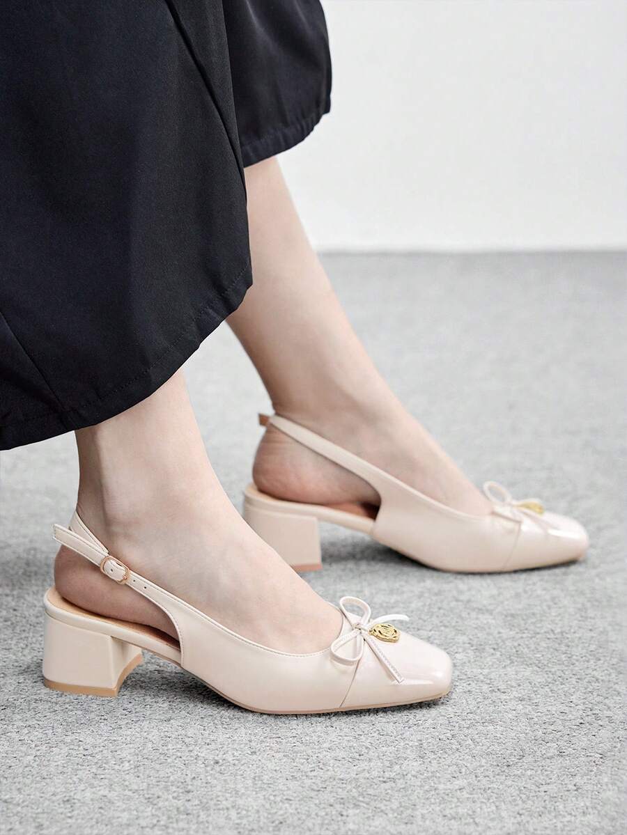 CUCCOO BIZCHIC 女士经典低跟平底鞋,黑色,圣诞节必备 - 糯米白色 - 查看 1