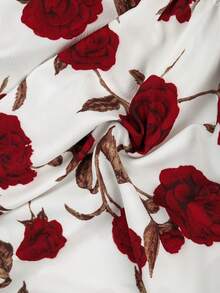 Sweetra 大码女士不规则碎花弹力面料连衣裙，露背系带腰身可调节蝴蝶结，优雅约会之夜、情人节、圣诞节、姐妹聚会、节日、日常通勤皆宜 - 彩色 - 查看 9