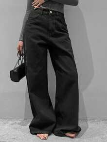 DAZY Loose Fit Relaxed Draping Ankle Length Women Jeans - Black - View 5