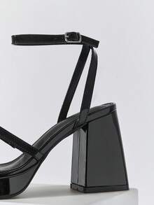 SHUZIA Sandalias de plataforma con tira de tobillo minimalistas y cómodas para mujer - Negro - Ver 6