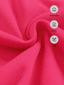 SHEIN 女婴针织柔软圆领宽松厚款卫衣，秋冬休闲装 - 玫紅色 - 查看 6