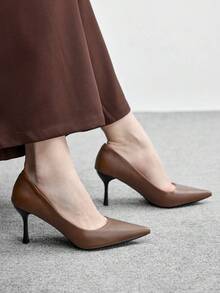 CUCCOO BIZCHIC Giày cao gót mũi nhọn cho nữ - Màu nâu đậm, kiểu dáng Pháp cổ điển với gót mảnh, thích hợp cho mùa xuân, lễ Phục sinh, dạ hội, ngày Valentine. - Cà phê nâu - Xem 6