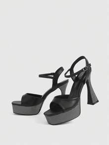 CUCCOO LuxiPop Women Heeled Sandals - Black - View 2