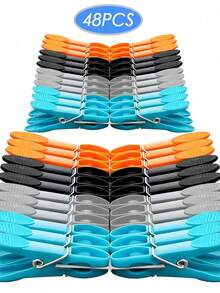 24/48Pcs Colorful Plastic Clothespins Set – 73mm Heavy-Duty Spring Clips For Laundry, Socks, Towels & Clothes Drying | Strong Non-Slip Clothes Pegs For Indoor/Outdoor Use | Durable Air-Drying Clothespins (Random Colors, Bulk Pack) - color - View 6