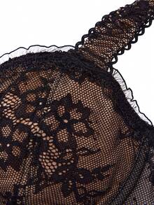 SHEIN Áo corset ren đen có gọng, kiểu dáng cổ điển - màu đen - Xem 5