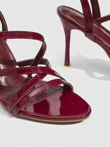 CUCCOO SZL 新款酒红色尖头高跟时尚女凉鞋 - 酒紅色 - 查看 6