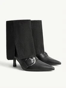 CUCCOO CHICEST Women's Pointed Toe Buckle Design Fashion Stiletto Ankle Boots Fall Shoes - Black - View 8