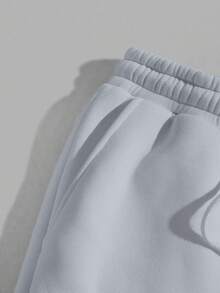 EURMUSE 男士纯棉印花口袋抽绳腰休闲慢跑裤 - 灰色 - 查看 5
