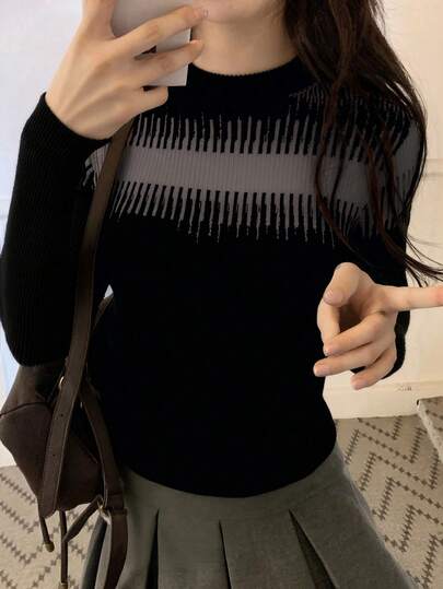 Jersey de Punto con Diseño de Textura Exquisita y Detalles de Tejido: Ideal para Usar Solo o como Capa Interior, Combina Facilmente con Prendas de Diferentes Estilos