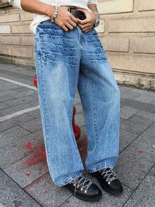 Manfinity EMRG Men's Casual Everyday Washed Slant Pocket Loose Fit Jeans - Light Wash - View 7