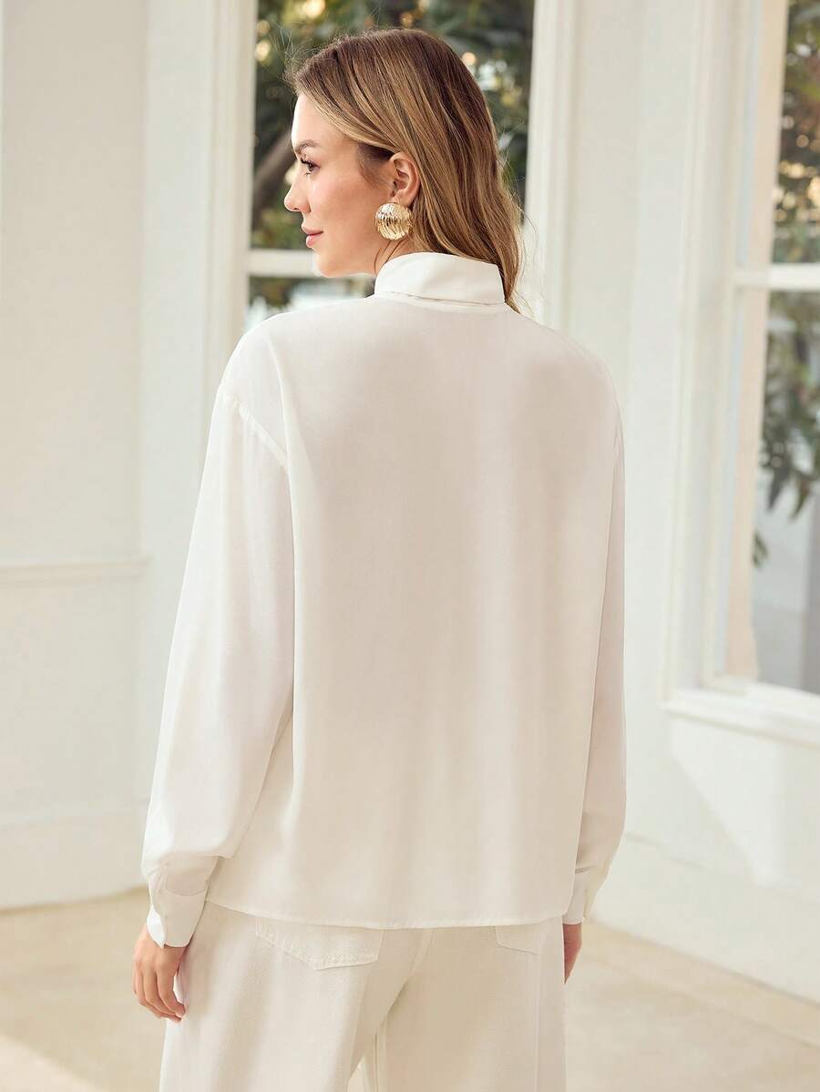 MOTF PREMIUM WOMEN'S FLORAL PRINTED LONG SLEEVE BLOUSE, SPRING/SUMMER - White - View 2