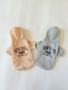 Printed Dog Hoodie Sweatshirt, Warm Clothing Suitable For Small And Medium Dogs, Chihuahua Jacket, Puppy Apparel, Cat Clothes - Grey - View 9