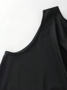 SHEIN Franclia Women's Casual Comfortable Versatile Outerwear, Black With Belt Paired Wide Leg Pants, Spring/Summer - Black - View 3