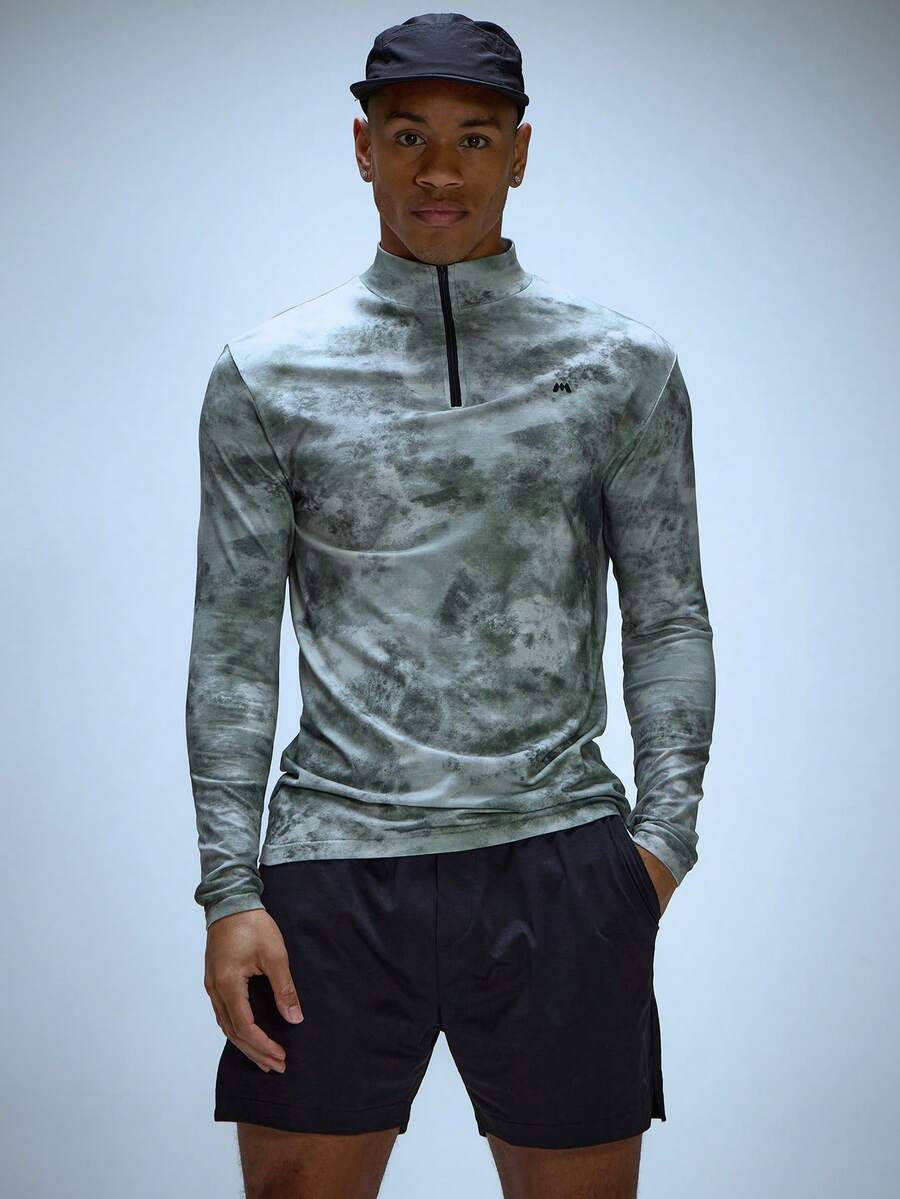 Musero Long Sleeve High Zip Neck Seamless Kit Top Branded All Over Print Sportwear Autumn Winter Essentials Gymwear Athletic Gym - Multicolor - View 1
