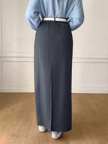 Veilorie New Elegant Straight Skirt, High-Quality Suit Skirt, Commuting Graceful, Versatile Long Skirt - Dark Grey - View 7