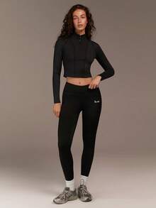 Fluxe 女士休闲纯色打底裤 - 黑色 - 查看 3