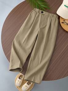 Young BoyWhite Pants With Waist Buckle Design, Suitable For Parties, Festivals, And Gatherings - Khaki - View 6