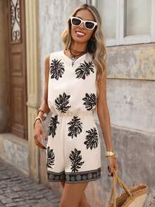 Brillora Women's Casual Sleeveless Bohemian Style Printed Jumpsuit, Suitable For Summer Outings And Vacations - Multicolor - View 3