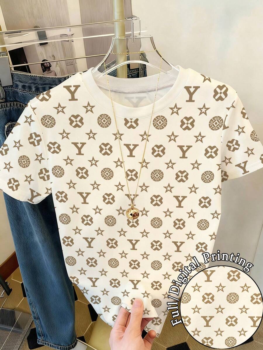 Resyla Women's Minimalist Printed Round Neck Short Sleeve T-Shirt - Multicolor - View 1