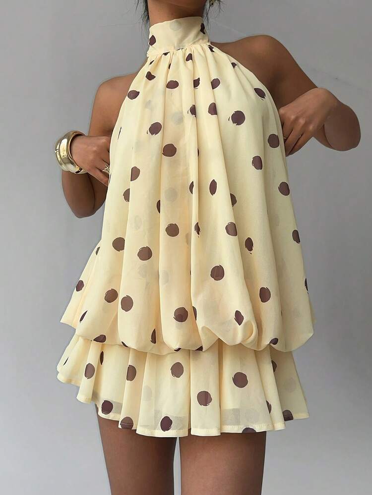 Aloruh Abito mini elegante da donna con laccetti al collo e pois in giallo chiaro, abito mini elegante in chiffon giallo burro con laccetti al collo, abito da donna per appuntamenti, abito da donna per uscite serali, abiti estivi da donna, abiti da donna per luna di miele, abito da invitata a matrimonio, abiti da donna per vacanze in isola, abito da invitata a matrimonio, abiti da donna estivi, abiti eleganti da donna per feste, abiti da compleanno per donna - Multicolore - Visualizzare 9