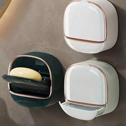 Khay đựng xà phòng treo tường cao cấp có nắp đậy, giá đựng xà phòng thoát nước cao cấp, giá đựng xà phòng chống thấm nước bằng nhựa ABS, thích hợp cho phòng tắm, vòi sen, du lịch, khay đựng xà phòng tối giản, phụ kiện phòng tắm, giá đựng đồ phòng tắm (Nếu không ghi rõ kích thước hoặc ghi là S, sản phẩm hiển thị trong hình ảnh chính sẽ được gửi đi).