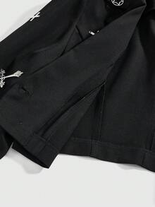 ROMWE 朋克金属十字架吊坠短款修身西装外套 - 黑色 - 查看 5