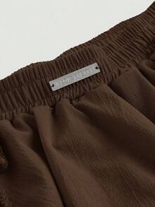 SHEIN x Luisa Sonza SHEIN MOD 夏季低腰蝴蝶结侧系花苞半身裙 - 棕色 - 查看 4