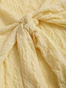 Sweetra Solid Color Square Neck Long Sleeve Dress, New Spring/Autumn Sexy Lace-Up Dress - Pale Yellow - View 4