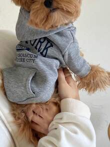 Printed Dog Hoodie Sweatshirt, Warm Clothing Suitable For Small And Medium Dogs, Chihuahua Jacket, Puppy Apparel, Cat Clothes - Grey - View 12