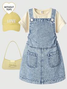Đầm denim thường ngày cho bé gái, thiết kế mới với chi tiết bướm lớn phía sau, đầm denim màu xanh bạc. - Màu xanh lam - Xem 2