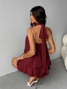 SHEIN Tall White Lace Round Neck Sleeveless Women Dress With 3D Feeling For Spring And Summer,Wedding Guest Dress Women - Red - View 1