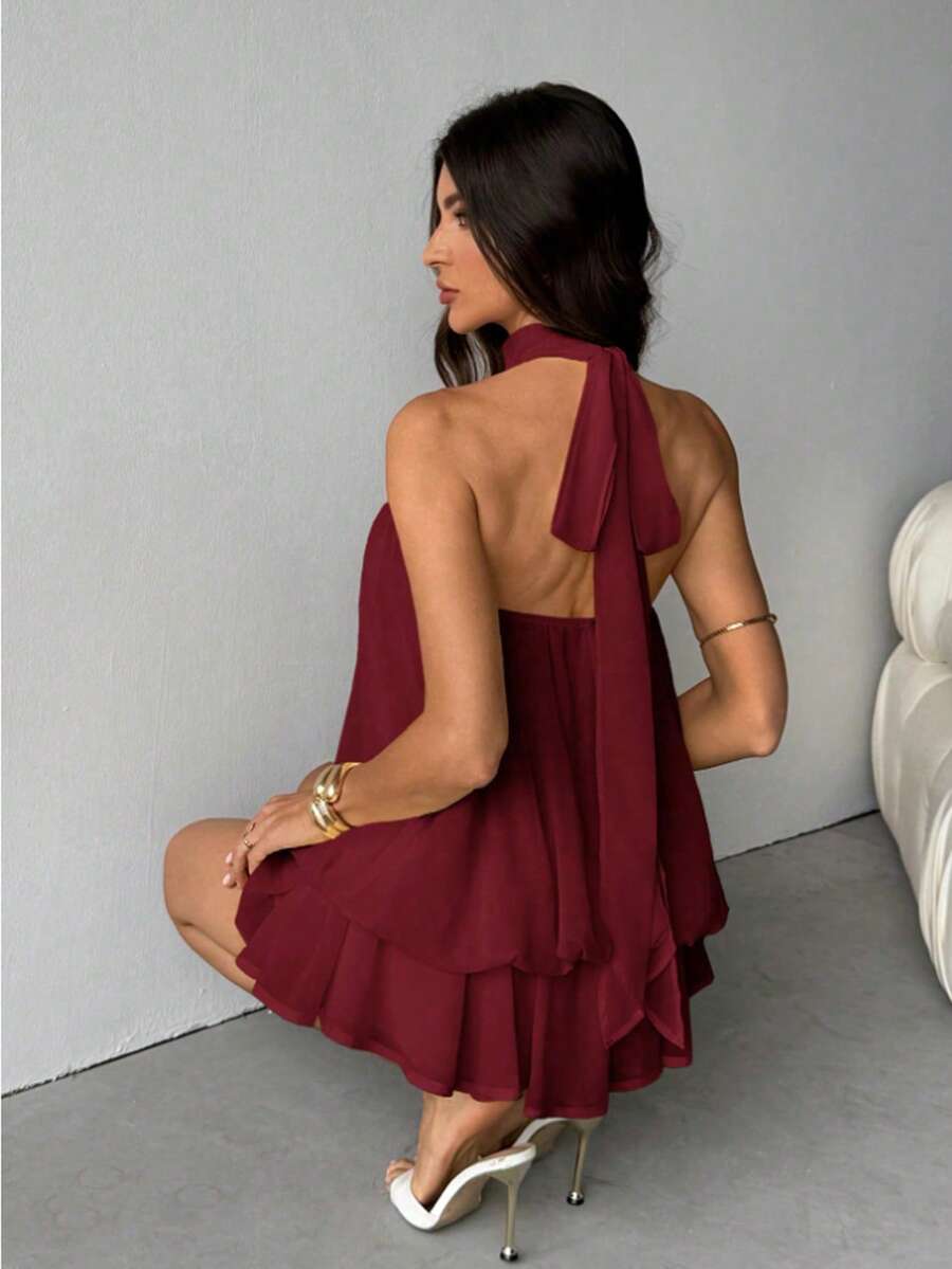 SHEIN Tall White Lace Round Neck Sleeveless Women Dress With 3D Feeling For Spring And Summer,Wedding Guest Dress Women - Red - View 1