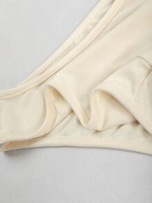 GlowEve Elegant Rhinestone Embellished Sleeveless Bodysuit, Summer - Apricot - View 4