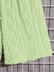 两件套男童纹理面料 Polo 衫（带领拉链）和纹理面料短裤套装，舒适休闲度假风，适合户外玩耍、街头摄影、派对、城市漫步等场合。 - 薄荷綠 - 查看 8