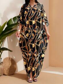 SHEIN Lady 春夏秋冬优雅派对通勤办公彩色编织缺角舞会礼服短袖长袍 - 彩色 - 查看 3