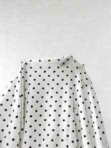 Resyla 女士黑白波点露肩短袖T恤，修身短款上衣 - 白色 - 查看 6