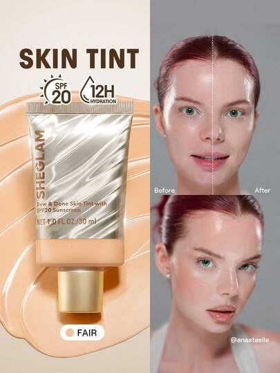 SHEGLAM Dew & Done Skin Tint with SPF20-Fair Marca Belleza Maquillaje Maquullaje Cosmética para Mujeres Niñas Perfecto para Invierno Ideal para Y2K Elegante Moda Adecuado para Cumpleaños Regalo Fiesta Listo Mejor Color