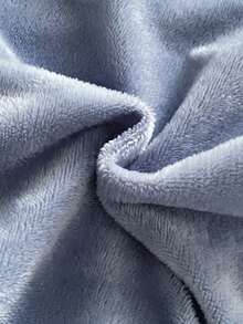 3件套新生女宝宝柔软抓绒睡衣套装，优雅碎花长袖上衣配荷叶边下摆，搭配同款裤子和发带，秋冬季舒适居家服 - 藍色 - 查看 5