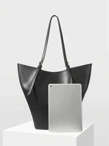 MOTF PREMIUM WOMEN'S MINIMALIST LARGE CAPACITY PU LEATHER TOTE BAG - Black - View 5